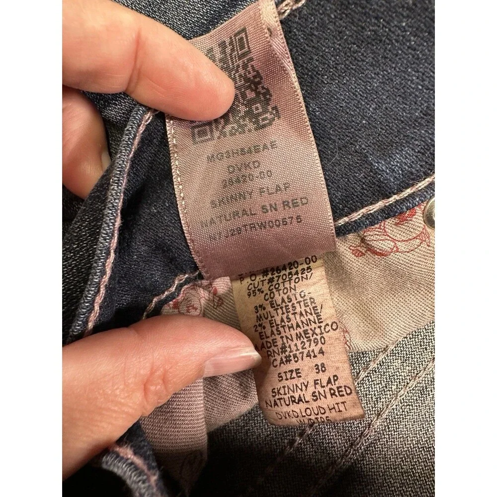 True Religion Men’s Skinny Flap Jeans 38 Natural SN Red Distressed